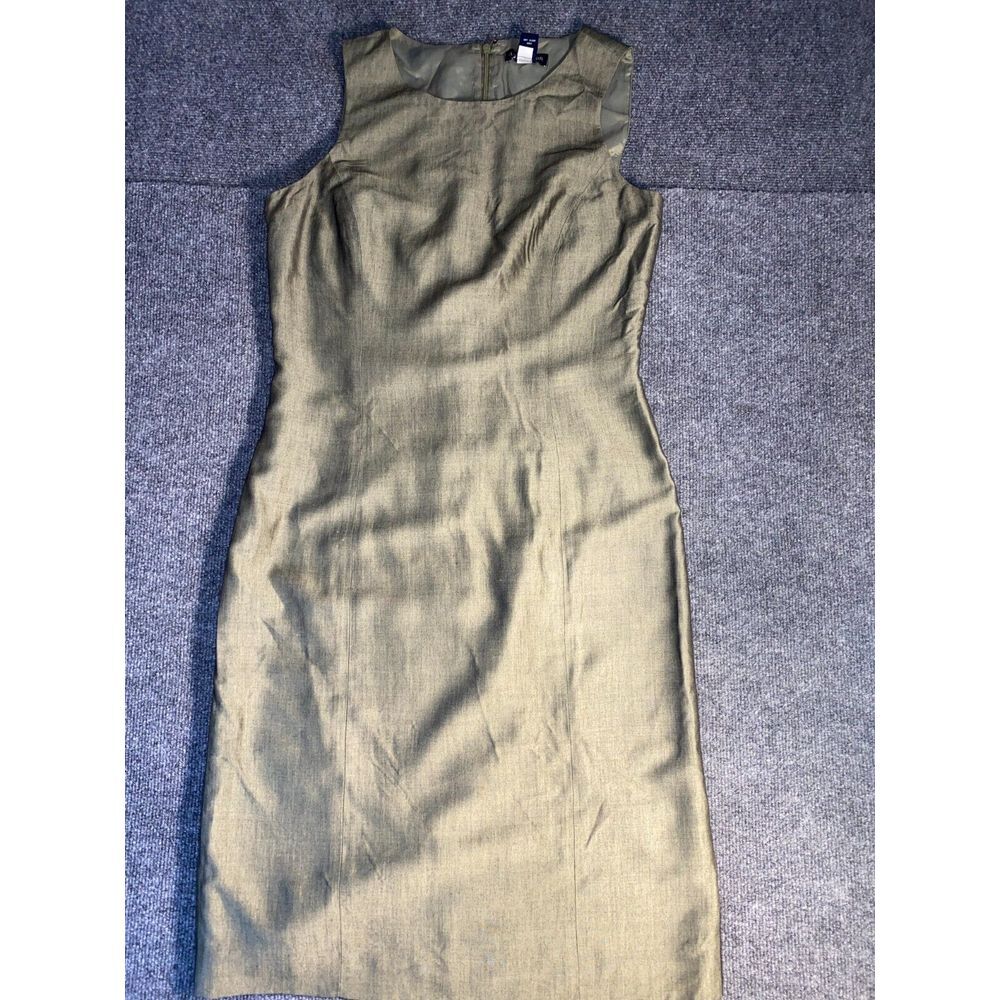 Ann Taylor Tank Dress Women's 10 Green Solid Rayon Stretch Sleeveless Back Zip